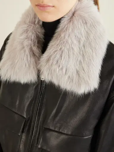 Nour Hammour Ellery Cropped Shearling-trimmed Leather Bomber | Thumbnail 5 Nour Hammour Ellery Cropped Shearling-trimmed Leather Bomber | Thumbnail 5