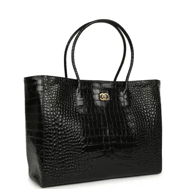 Chanel Chanel Large Cerf Shopping Bag Black Croc Embossed Calfskin Gold Hardware | Thumbnail 2 Chanel Chanel Large Cerf Shopping Bag Black Croc Embossed Calfskin Gold Hardware | Thumbnail 2