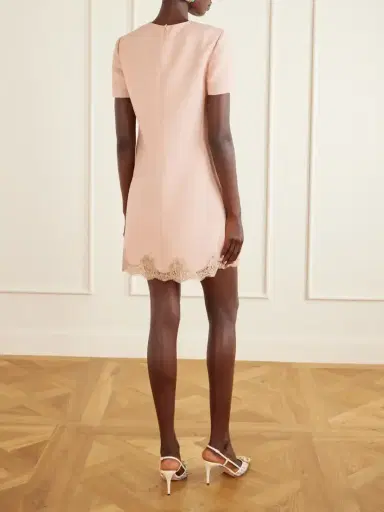 Valentino Garavani Lace-trimmed Wool And Silk-blend Crepe Mini Dress | Thumbnail 3 Valentino Garavani Lace-trimmed Wool And Silk-blend Crepe Mini Dress | Thumbnail 3