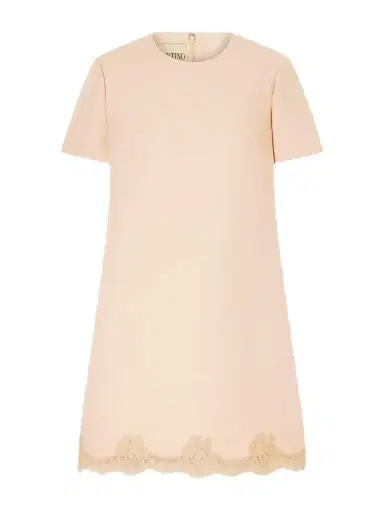Valentino Garavani Lace-trimmed Wool And Silk-blend Crepe Mini Dress | Thumbnail 1 Valentino Garavani Lace-trimmed Wool And Silk-blend Crepe Mini Dress | Thumbnail 1