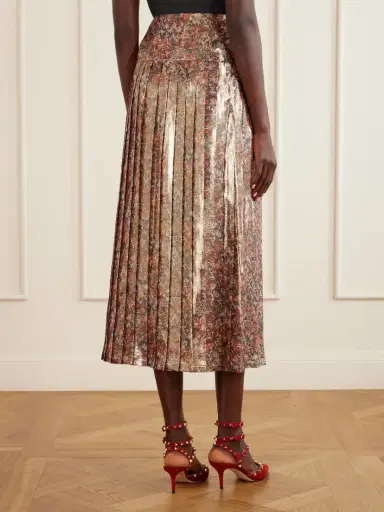Valentino Garavani Floral-print Metallic Silk-blend Midi Skirt | Thumbnail 3 Valentino Garavani Floral-print Metallic Silk-blend Midi Skirt | Thumbnail 3