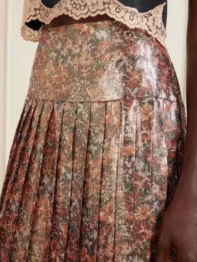 Valentino Garavani Floral-print Metallic Silk-blend Midi Skirt | Thumbnail 4 Valentino Garavani Floral-print Metallic Silk-blend Midi Skirt | Thumbnail 4