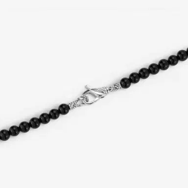 JAI JAI Sterling Silver Black Onyx Textured Station Bead Men's Necklace by The Solist | Thumbnail 3 JAI JAI Sterling Silver Black Onyx Textured Station Bead Men's Necklace by The Solist | Thumbnail 3