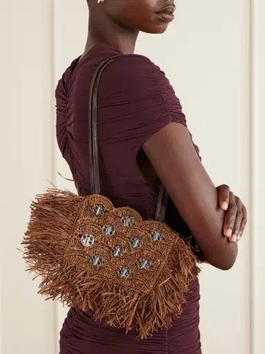 Rabanne Embellished Raffia Shoulder Bag | Thumbnail 2 Rabanne Embellished Raffia Shoulder Bag | Thumbnail 2