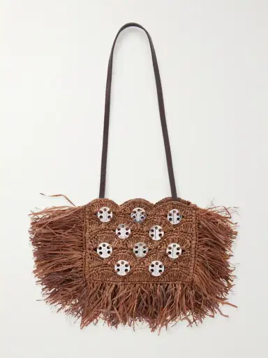 Rabanne Embellished Raffia Shoulder Bag | Thumbnail 4 Rabanne Embellished Raffia Shoulder Bag | Thumbnail 4