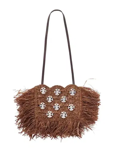 Rabanne Embellished Raffia Shoulder Bag | Thumbnail 1 Rabanne Embellished Raffia Shoulder Bag | Thumbnail 1