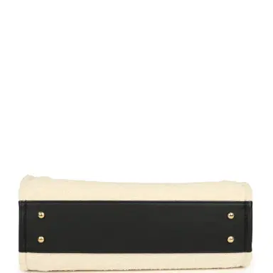 Chanel Chanel Small Deauville Shopping Tote Ecru Bouclé Tweed, Black Calfskin Gold Hardware | Thumbnail 7 Chanel Chanel Small Deauville Shopping Tote Ecru Bouclé Tweed, Black Calfskin Gold Hardware | Thumbnail 7