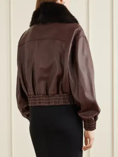 Nour Hammour Ellery Cropped Shearling-trimmed Leather Bomber | Thumbnail 4 Nour Hammour Ellery Cropped Shearling-trimmed Leather Bomber | Thumbnail 4