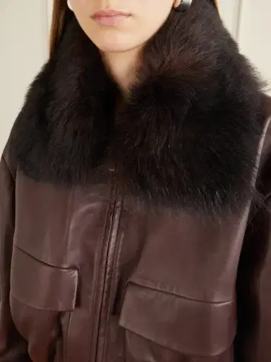 Nour Hammour Ellery Cropped Shearling-trimmed Leather Bomber | Thumbnail 5 Nour Hammour Ellery Cropped Shearling-trimmed Leather Bomber | Thumbnail 5