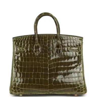 HERMÈS Hermes Birkin 25 Vert Veronese Shiny Niloticus Crocodile Gold Hardware | Thumbnail 4 HERMÈS Hermes Birkin 25 Vert Veronese Shiny Niloticus Crocodile Gold Hardware | Thumbnail 4