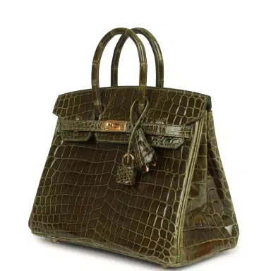 HERMÈS Hermes Birkin 25 Vert Veronese Shiny Niloticus Crocodile Gold Hardware | Thumbnail 5 HERMÈS Hermes Birkin 25 Vert Veronese Shiny Niloticus Crocodile Gold Hardware | Thumbnail 5