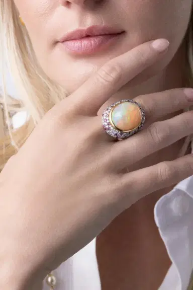 PARULINA Opal Diamond Pink Sapphire Ring | Thumbnail 2 PARULINA Opal Diamond Pink Sapphire Ring | Thumbnail 2