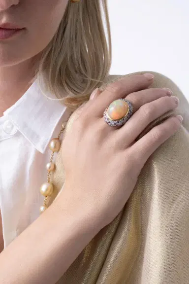 PARULINA Opal Diamond Pink Sapphire Ring | Thumbnail 3 PARULINA Opal Diamond Pink Sapphire Ring | Thumbnail 3