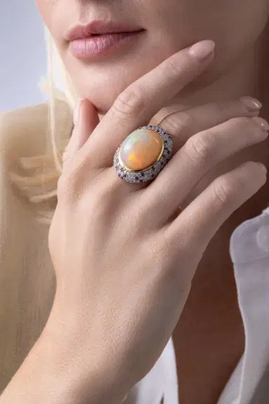 PARULINA Opal Diamond Pink Sapphire Ring | Thumbnail 4 PARULINA Opal Diamond Pink Sapphire Ring | Thumbnail 4