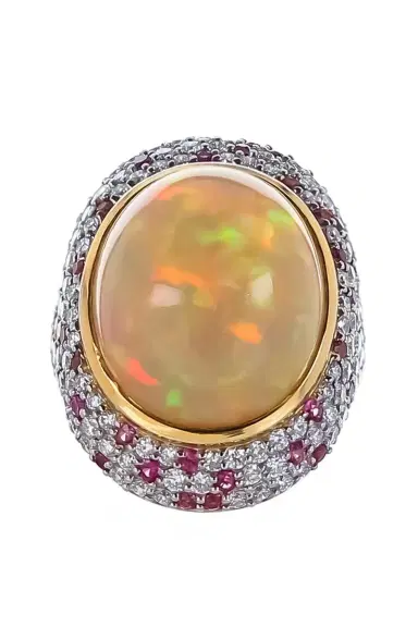 PARULINA Opal Diamond Pink Sapphire Ring | Thumbnail 1 PARULINA Opal Diamond Pink Sapphire Ring | Thumbnail 1