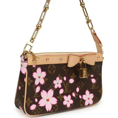 Louis Vuitton Louis Vuitton X Takashi Murakami Cherry Blossom Pochette Accessories Brown Monogram Gold Hardware | Thumbnail 2 Louis Vuitton Louis Vuitton X Takashi Murakami Cherry Blossom Pochette Accessories Brown Monogram Gold Hardware | Thumbnail 2