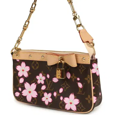 Louis Vuitton Louis Vuitton X Takashi Murakami Cherry Blossom Pochette Accessories Brown Monogram Gold Hardware | Thumbnail 4 Louis Vuitton Louis Vuitton X Takashi Murakami Cherry Blossom Pochette Accessories Brown Monogram Gold Hardware | Thumbnail 4