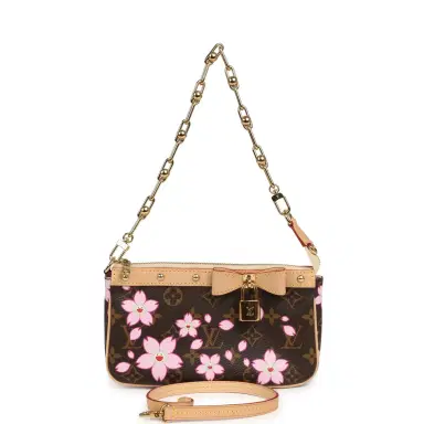 Louis Vuitton Louis Vuitton X Takashi Murakami Cherry Blossom Pochette Accessories Brown Monogram Gold Hardware | Thumbnail 10 Louis Vuitton Louis Vuitton X Takashi Murakami Cherry Blossom Pochette Accessories Brown Monogram Gold Hardware | Thumbnail 10