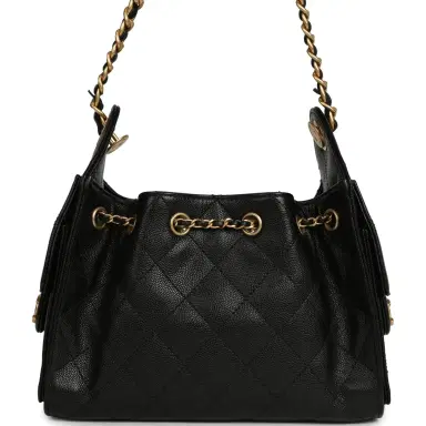 Chanel Pre-owned Chanel Mini 25 Hobo Bag Black Caviar Antique Gold Hardware | Thumbnail 4 Chanel Pre-owned Chanel Mini 25 Hobo Bag Black Caviar Antique Gold Hardware | Thumbnail 4