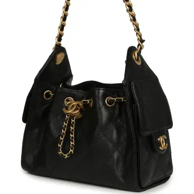 Chanel Pre-owned Chanel Mini 25 Hobo Bag Black Caviar Antique Gold Hardware | Thumbnail 5 Chanel Pre-owned Chanel Mini 25 Hobo Bag Black Caviar Antique Gold Hardware | Thumbnail 5