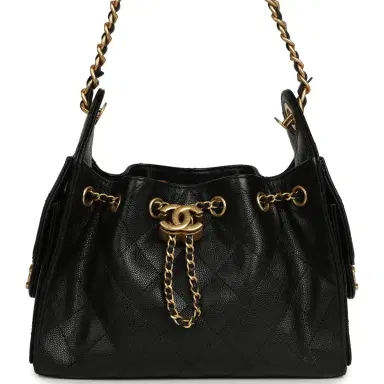 Chanel Pre-owned Chanel Mini 25 Hobo Bag Black Caviar Antique Gold Hardware | Thumbnail 1 Chanel Pre-owned Chanel Mini 25 Hobo Bag Black Caviar Antique Gold Hardware | Thumbnail 1