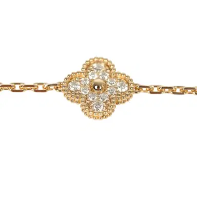 Van Cleef & Arpels Van Cleef & Arpels Vintage Alhambra 5 Motif Bracelet Diamonds 18K Yellow Gold Guilloche | Thumbnail 3 Van Cleef & Arpels Van Cleef & Arpels Vintage Alhambra 5 Motif Bracelet Diamonds 18K Yellow Gold Guilloche | Thumbnail 3