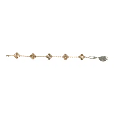 Van Cleef & Arpels Van Cleef & Arpels Vintage Alhambra 5 Motif Bracelet Diamonds 18K Yellow Gold Guilloche | Thumbnail 5 Van Cleef & Arpels Van Cleef & Arpels Vintage Alhambra 5 Motif Bracelet Diamonds 18K Yellow Gold Guilloche | Thumbnail 5