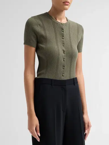 Vince Women's Rib-Knit Cotton Cardigan | Thumbnail 4 Vince Women's Rib-Knit Cotton Cardigan | Thumbnail 4
