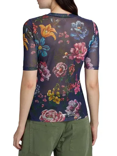Johnny Was Women's Floral Mesh V-Neck Top - Ollie - Size XL | Thumbnail 5 Johnny Was Women's Floral Mesh V-Neck Top - Ollie - Size XL | Thumbnail 5