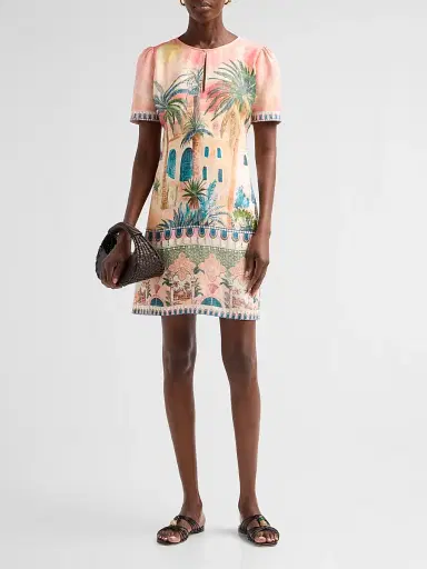 Johnny Was Women's Leela Jane Linen-Blend Printed Minidress - Sirena - Size XL | Thumbnail 2 Johnny Was Women's Leela Jane Linen-Blend Printed Minidress - Sirena - Size XL | Thumbnail 2