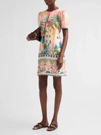 Johnny Was Women's Leela Jane Linen-Blend Printed Minidress - Sirena - Size XL | Thumbnail 4 Johnny Was Women's Leela Jane Linen-Blend Printed Minidress - Sirena - Size XL | Thumbnail 4