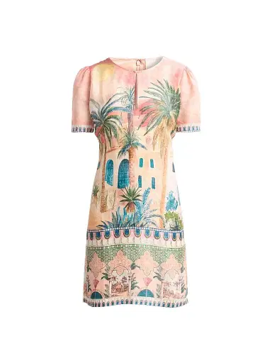 Johnny Was Women's Leela Jane Linen-Blend Printed Minidress - Sirena - Size XL | Thumbnail 1 Johnny Was Women's Leela Jane Linen-Blend Printed Minidress - Sirena - Size XL | Thumbnail 1
