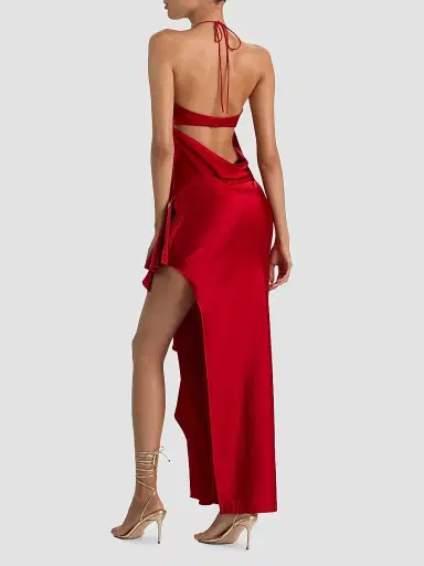 ALICE + OLIVIA Women's Palma Asymmetric Ruffled Maxi Slip Dress - Hibiscus | Thumbnail 3 ALICE + OLIVIA Women's Palma Asymmetric Ruffled Maxi Slip Dress - Hibiscus | Thumbnail 3