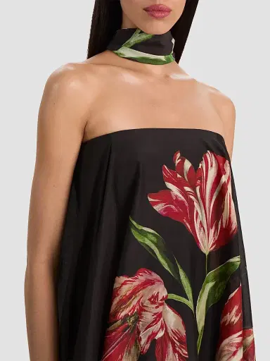 Alice + Olivia Women's Maricela Strapless Voluminous Scarf Maxi Dress - Soft Tulip Black - Size 14 | Thumbnail 4 Alice + Olivia Women's Maricela Strapless Voluminous Scarf Maxi Dress - Soft Tulip Black - Size 14 | Thumbnail 4