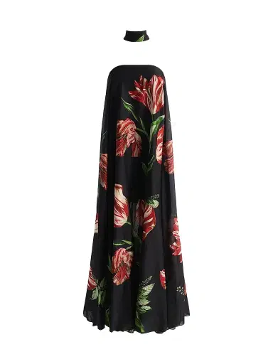 Alice + Olivia Women's Maricela Strapless Voluminous Scarf Maxi Dress - Soft Tulip Black - Size 14 | Thumbnail 1 Alice + Olivia Women's Maricela Strapless Voluminous Scarf Maxi Dress - Soft Tulip Black - Size 14 | Thumbnail 1