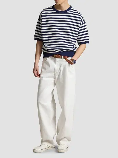 Polo Ralph Lauren Men's Relaxed-Fit Striped Cotton-Blend Sweatshirt - Newport Navy White | Thumbnail 2 Polo Ralph Lauren Men's Relaxed-Fit Striped Cotton-Blend Sweatshirt - Newport Navy White | Thumbnail 2