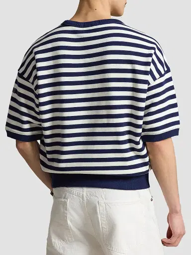 Polo Ralph Lauren Men's Relaxed-Fit Striped Cotton-Blend Sweatshirt - Newport Navy White | Thumbnail 3 Polo Ralph Lauren Men's Relaxed-Fit Striped Cotton-Blend Sweatshirt - Newport Navy White | Thumbnail 3