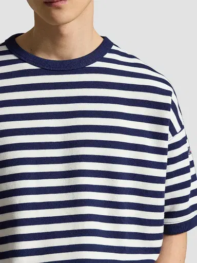 Polo Ralph Lauren Men's Relaxed-Fit Striped Cotton-Blend Sweatshirt - Newport Navy White | Thumbnail 5 Polo Ralph Lauren Men's Relaxed-Fit Striped Cotton-Blend Sweatshirt - Newport Navy White | Thumbnail 5