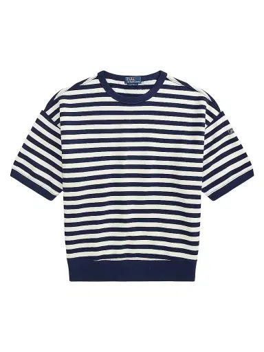 Polo Ralph Lauren Men's Relaxed-Fit Striped Cotton-Blend Sweatshirt - Newport Navy White | Thumbnail 1 Polo Ralph Lauren Men's Relaxed-Fit Striped Cotton-Blend Sweatshirt - Newport Navy White | Thumbnail 1