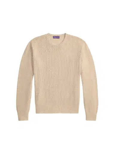 Ralph Lauren Purple Label Men's Cotton-Cashmere Crewneck Sweater - Champagne Melange | Thumbnail 1 Ralph Lauren Purple Label Men's Cotton-Cashmere Crewneck Sweater - Champagne Melange | Thumbnail 1