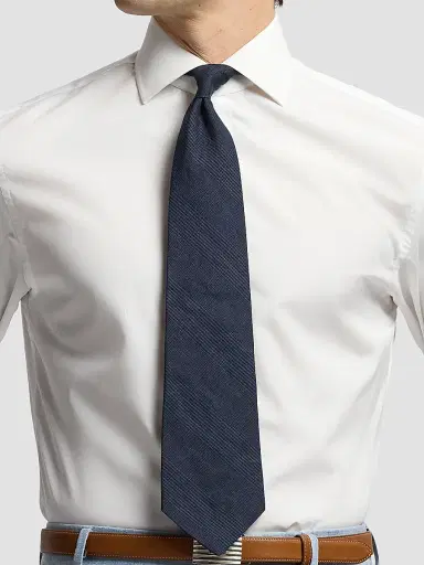 Ralph Lauren Purple Label Men's Silk-Linen Glen Checked Tie | Thumbnail 2 Ralph Lauren Purple Label Men's Silk-Linen Glen Checked Tie | Thumbnail 2
