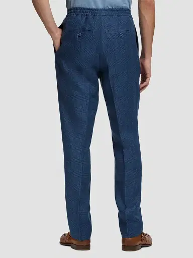 Ralph Lauren Purple Label Men's Linen Glen Checked Trousers - Racing Navy | Thumbnail 2 Ralph Lauren Purple Label Men's Linen Glen Checked Trousers - Racing Navy | Thumbnail 2