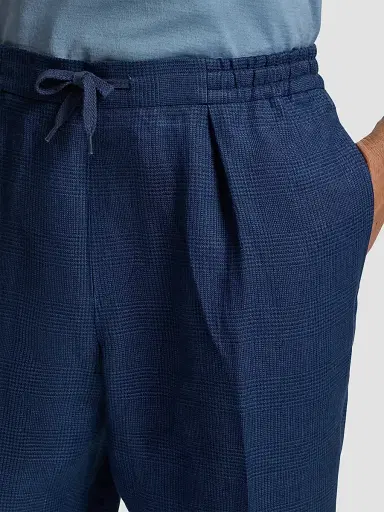 Ralph Lauren Purple Label Men's Linen Glen Checked Trousers - Racing Navy | Thumbnail 4 Ralph Lauren Purple Label Men's Linen Glen Checked Trousers - Racing Navy | Thumbnail 4
