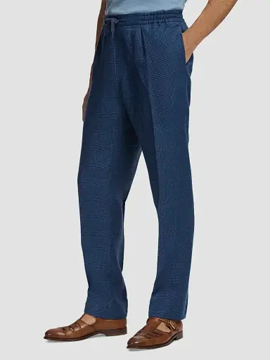 Ralph Lauren Purple Label Men's Linen Glen Checked Trousers - Racing Navy | Thumbnail 5 Ralph Lauren Purple Label Men's Linen Glen Checked Trousers - Racing Navy | Thumbnail 5