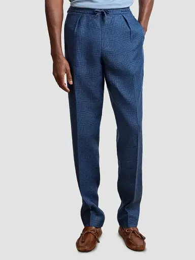 Ralph Lauren Purple Label Men's Linen Glen Checked Trousers - Racing Navy | Thumbnail 6 Ralph Lauren Purple Label Men's Linen Glen Checked Trousers - Racing Navy | Thumbnail 6
