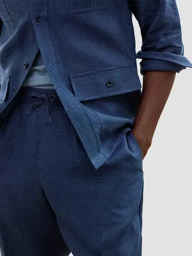 Ralph Lauren Purple Label Men's Linen Glen Checked Trousers - Racing Navy | Thumbnail 8 Ralph Lauren Purple Label Men's Linen Glen Checked Trousers - Racing Navy | Thumbnail 8