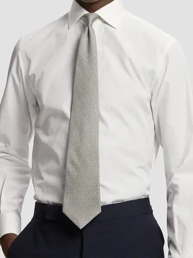 Ralph Lauren Purple Label Men's Silk Neck Tie - Pearl Grey | Thumbnail 2 Ralph Lauren Purple Label Men's Silk Neck Tie - Pearl Grey | Thumbnail 2