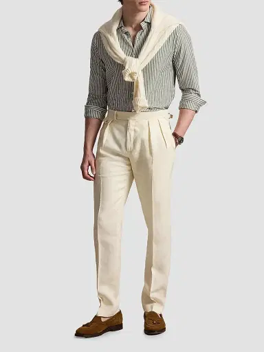 Polo Ralph Lauren Men's Classic-Fit Seersucker Oxford Shirt - Soft Olive White | Thumbnail 2 Polo Ralph Lauren Men's Classic-Fit Seersucker Oxford Shirt - Soft Olive White | Thumbnail 2