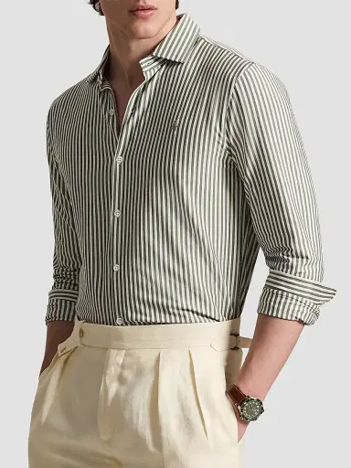 Polo Ralph Lauren Men's Classic-Fit Seersucker Oxford Shirt - Soft Olive White | Thumbnail 4 Polo Ralph Lauren Men's Classic-Fit Seersucker Oxford Shirt - Soft Olive White | Thumbnail 4