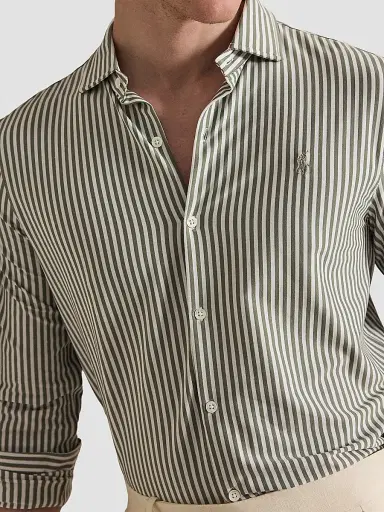Polo Ralph Lauren Men's Classic-Fit Seersucker Oxford Shirt - Soft Olive White | Thumbnail 5 Polo Ralph Lauren Men's Classic-Fit Seersucker Oxford Shirt - Soft Olive White | Thumbnail 5